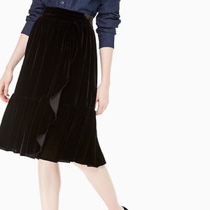 Kate Spade Ruffle Front Velvet Skirt - Size 0 NWT